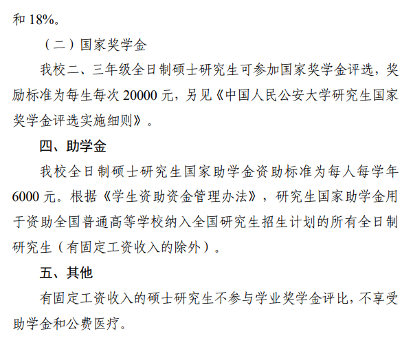 中国人民公安大学2026年硕士研究生学费及奖助