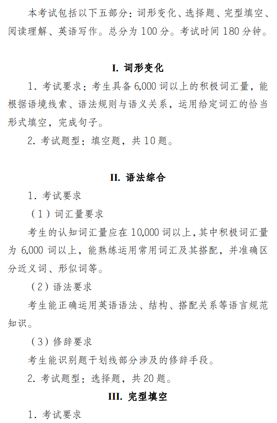 东华大学2027年硕士研究生招生考试(初试)大纲-翻译硕士英语