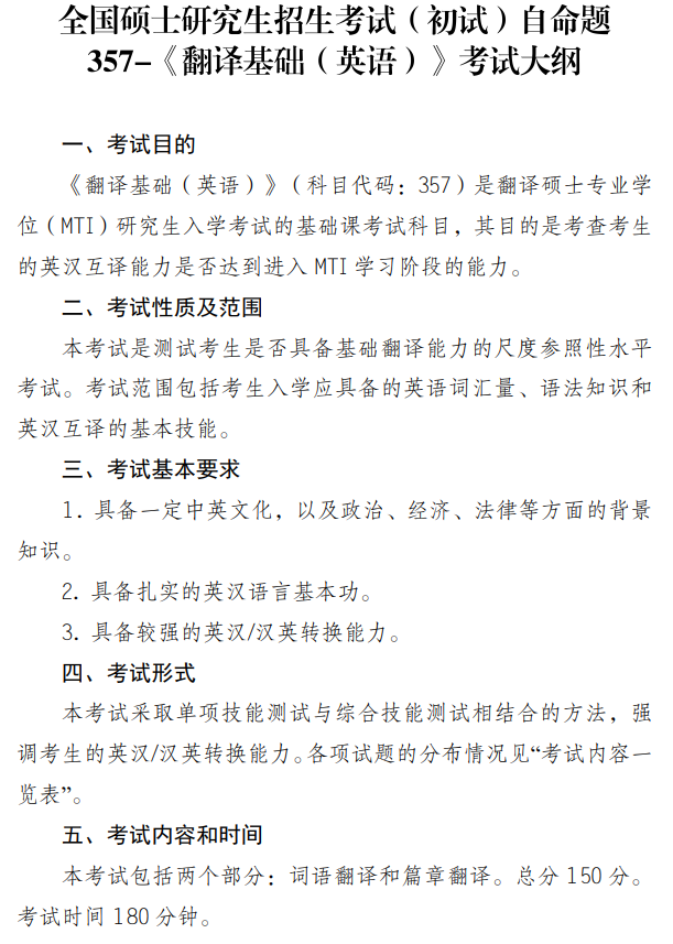 上海应用技术大学2027年硕士研究生入学考试大纲-翻译基础英语