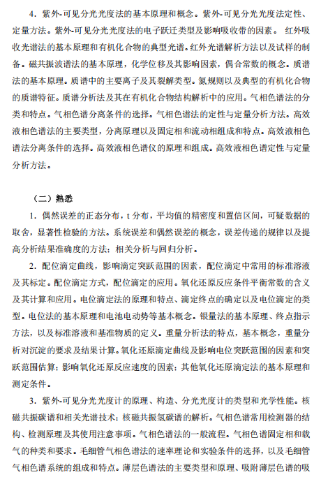 中国医药工业研究总院2027年硕士研究生考试大纲-分析化学
