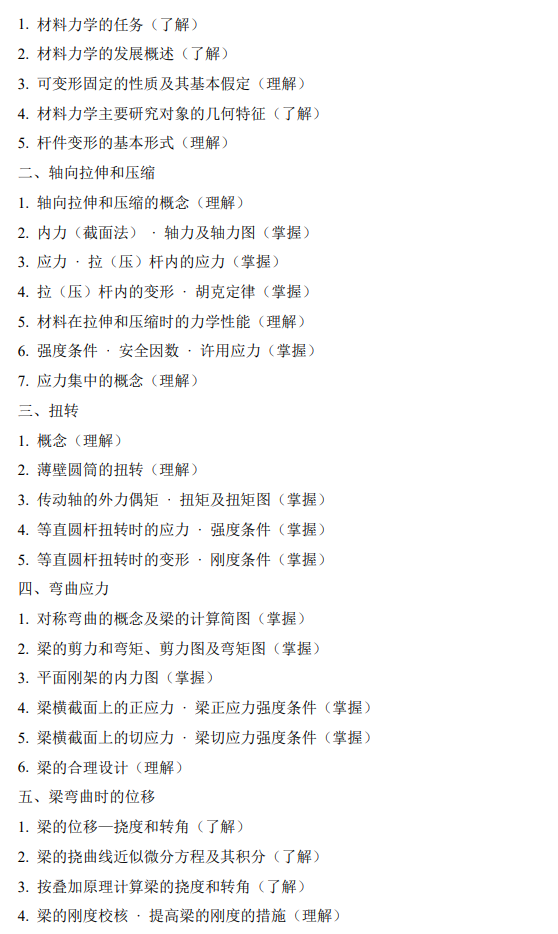 江苏海洋大学2027年硕士研究生考试大纲-材料力学