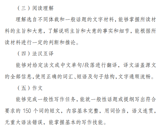 南京工业大学2027年考试大纲-法语