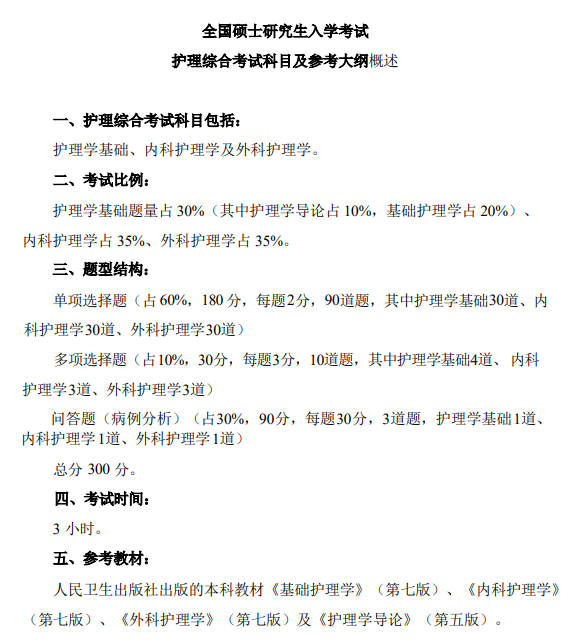 温州医科大学2027年硕士研究生招生考试初试科目考试大纲-护理综合