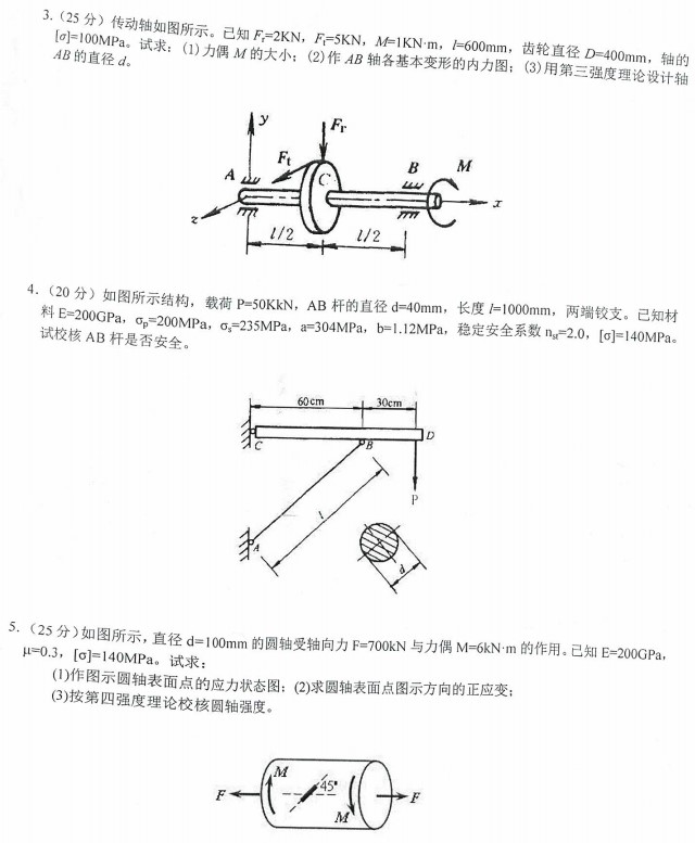 沈阳农业大学2021年考研真题：811材料力学